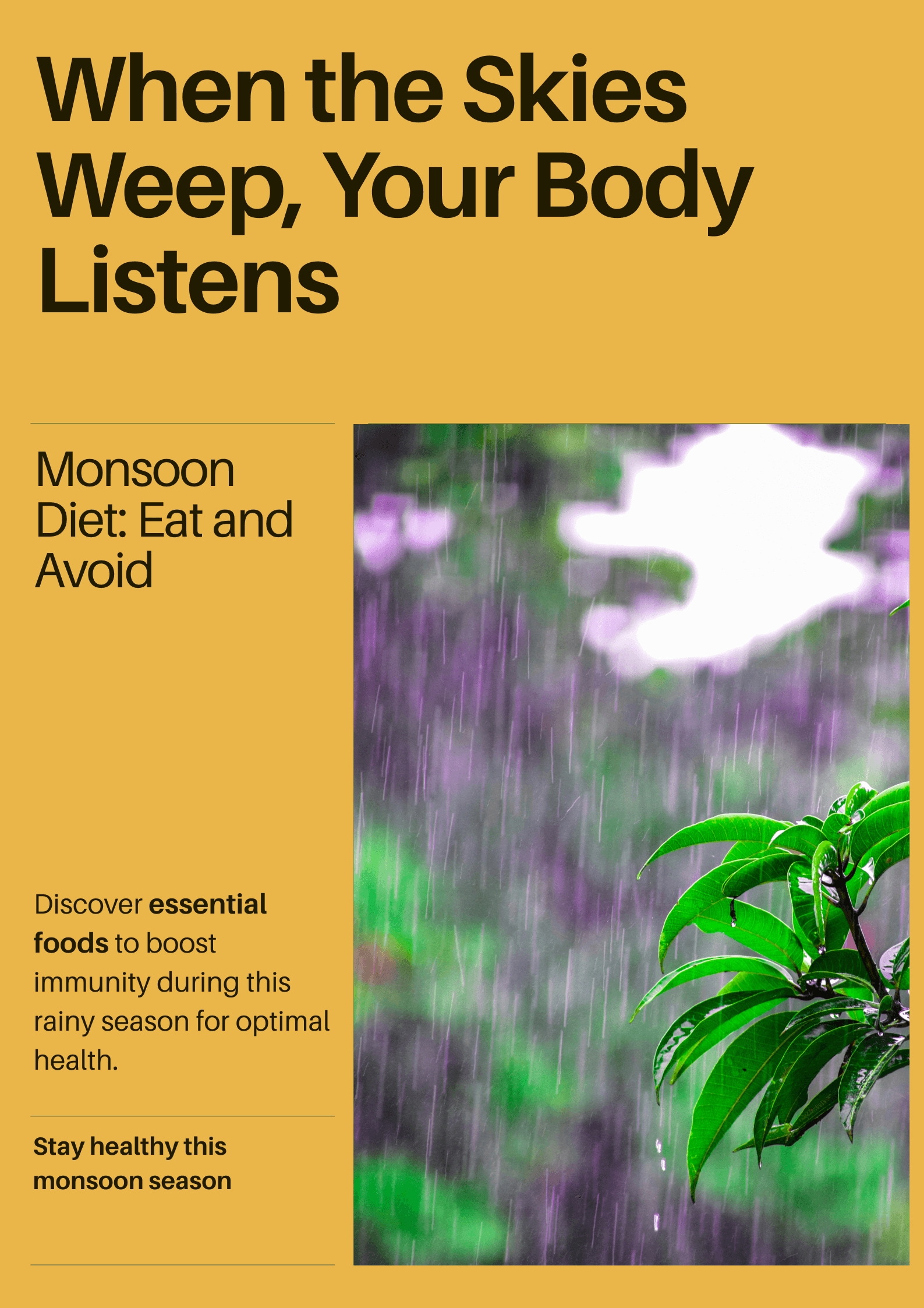 Monsoon Diet,When the Skies Weep, Your Body Listens